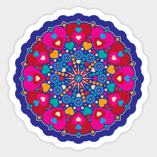 Colorful Sweet Hearts Mandala Sticker